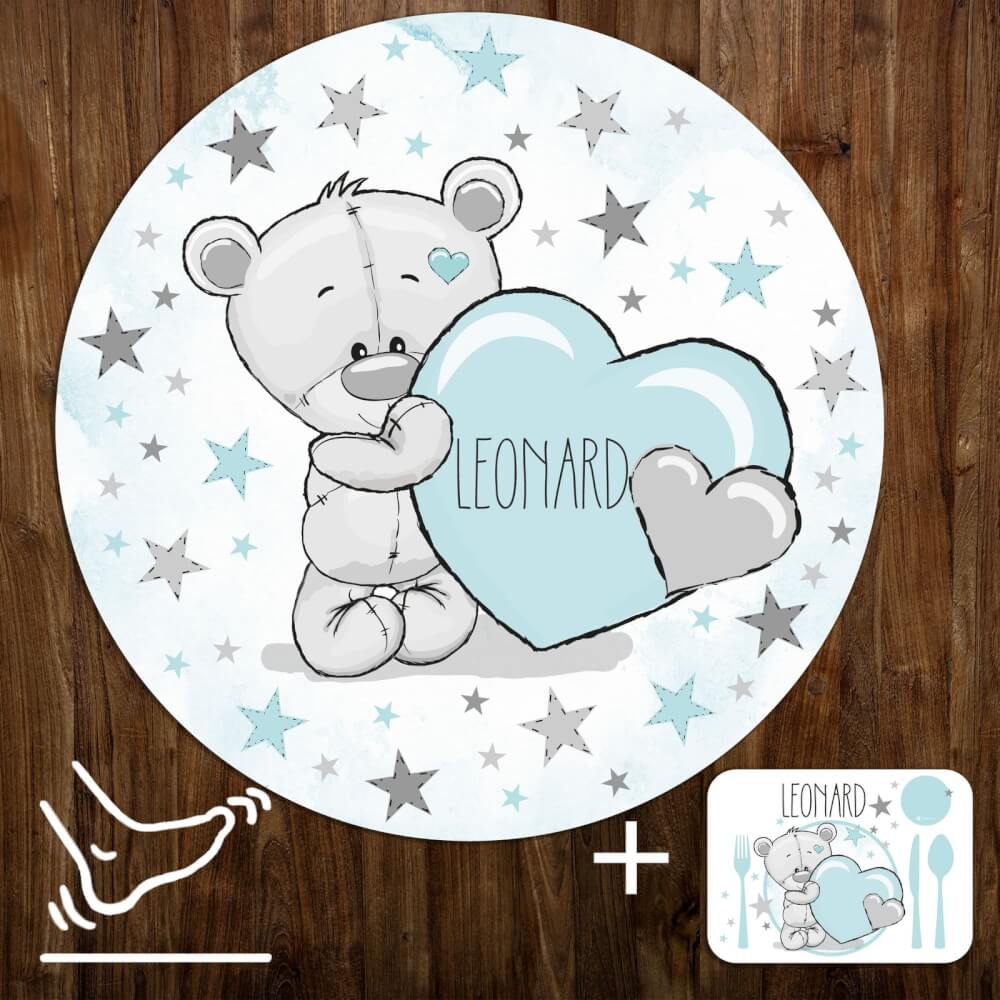 Leikkimatto – ininen nalle, tähtiä ja nimi