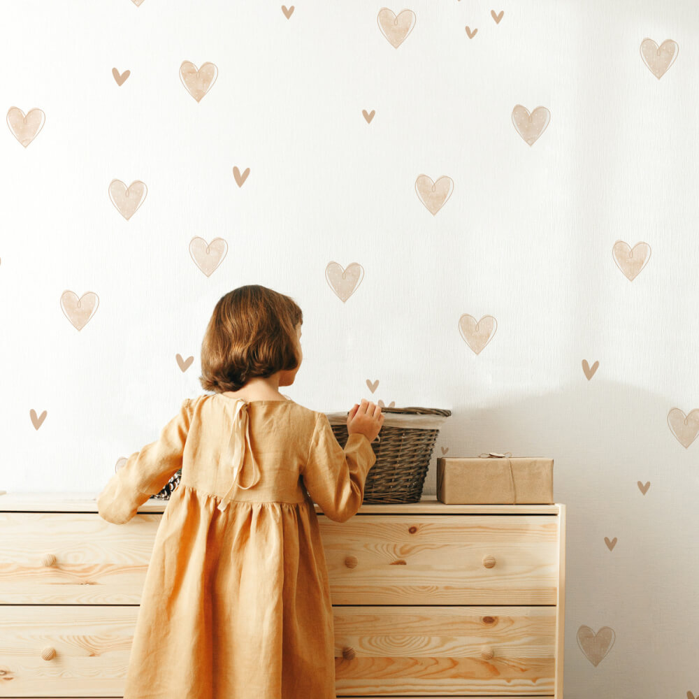 Tekstiilitarra – beige sydämet